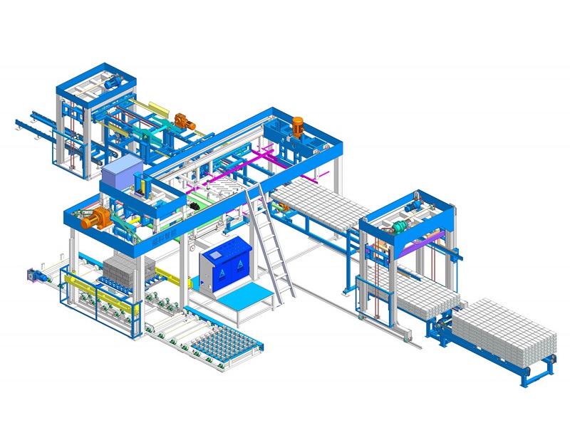 آلة تكديس الطوب/الكتل ذات المؤازرة الكاملة مع آلة التعبئة والتغليف